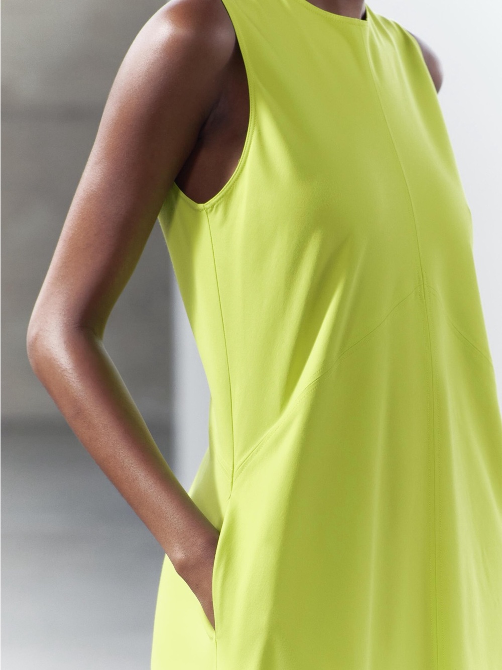Zara ZW Collection Sleeveless Chartreuse Maxi Dress Size Medium - Picture 3 of 7
